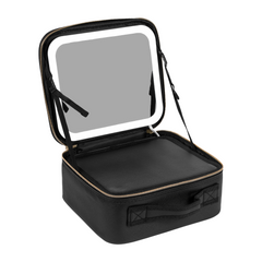 Kosmetický kufřík s LED zrcátkem - černý
