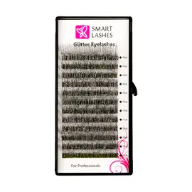 Ресницы c блёстками серебряные - C - 0,20 мм x 14 мм - 12 линий | Smart Lashes