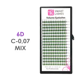 Ресницы в пучках 6D - C - 0,07 мм x MIX 8-15 мм - 16 линий | Smart Lashes