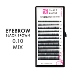 Black-brown false eyebrows MIX - 0,10 mm x 4 - 8 mm - 12 lines 