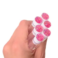 Řasenkový kartáček s víčkem - růžové třpytky