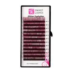 Glitter eyelashes - Red - C - 0.20 mm x 14 mm