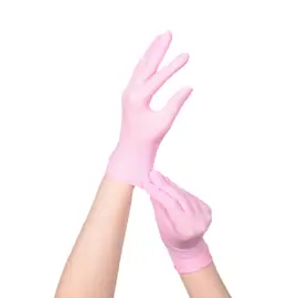 Rękawiczki nitrylowe - różowe - 100 szt. | Smart Lashes