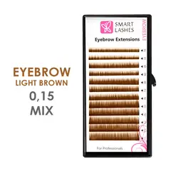 Light brown false eyebrows MIX - 0,15 mm x 4 - 8 mm - 12 lines 