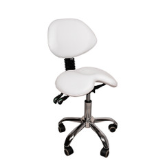 Cosmetic chair with saddle - white